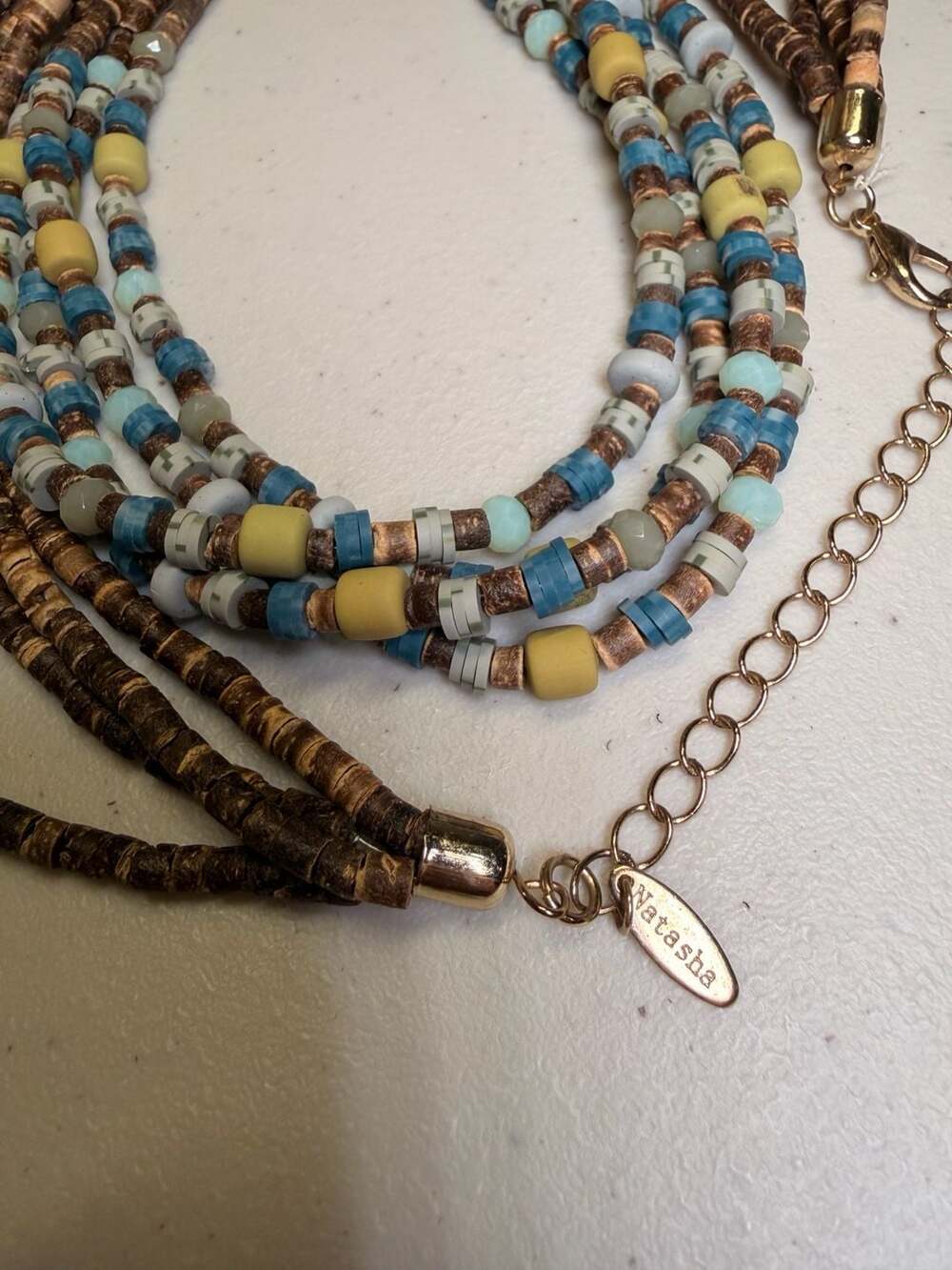 Natasha Multi-Strand Beaded Statement Necklace with Wood and Colored Beads